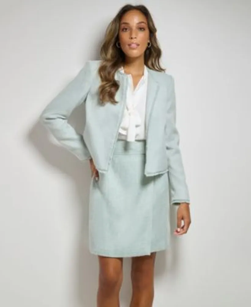 Calvin Klein Plus Size Tweed Open-Front Collarless Jacket - Macy's