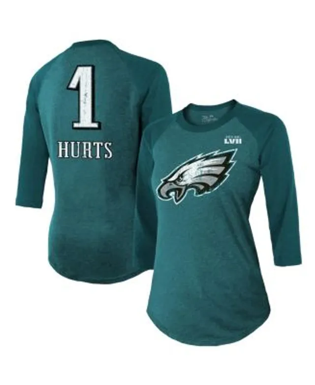 Women's Majestic Threads Jalen Hurts Pink Philadelphia Eagles Name & Number T-Shirt