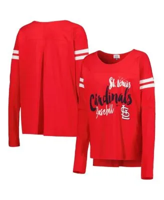 WEAR by Erin Andrews Women's Red St. Louis Cardinals Waffle Henley Long  Sleeve T-shirt