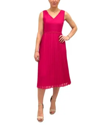Women's Pleated-Skirt Sleeveless Dress