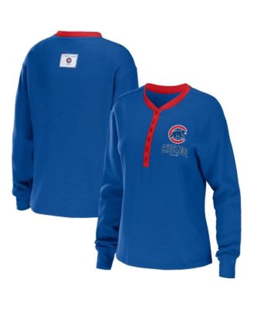 WEAR by Erin Andrews Women's Royal Chicago Cubs Waffle Henley Long