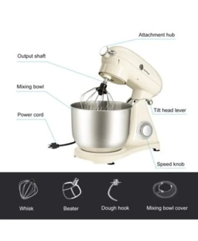HOMCOM 6 qt Stand Mixer with 6+1P Speed, 600W and Tilt Head, Kitchen Electric Mixer with Stainless Steel Beater, Dough Hook, Whisk for Baking, Black