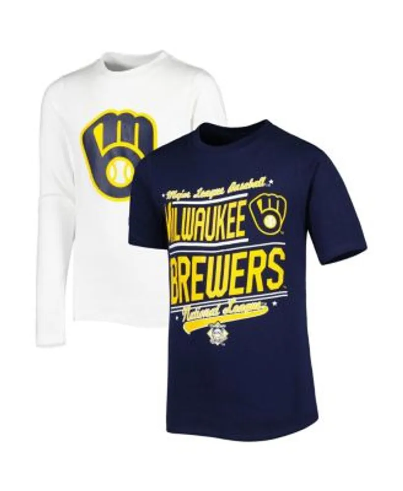 Stitches Youth Boys and Girls Navy White Milwaukee Brewers Combo T-shirt  Set