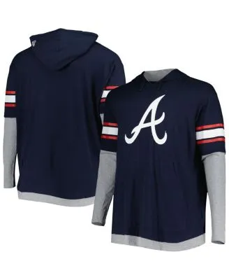 Men's Navy Atlanta Braves Big & Tall Jersey Short Sleeve Pullover Hoodie T- Shirt