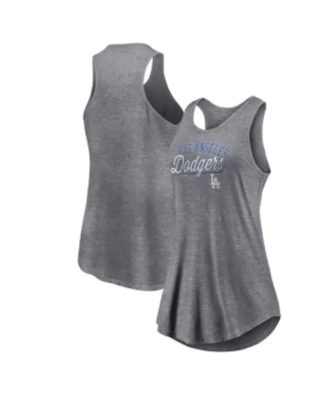 Fanatics Women's Branded Heather Gray Los Angeles Dodgers Simplicity Swing  Racerback Scoop Neck Tank Top