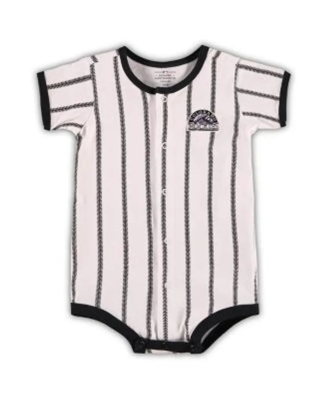 Infant Chicago Cubs White Pinstripe Power Hitter Coverall