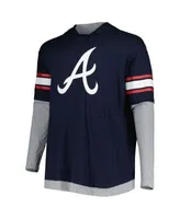 Men's Navy/White Atlanta Braves Big & Tall Pullover Sweatshirt