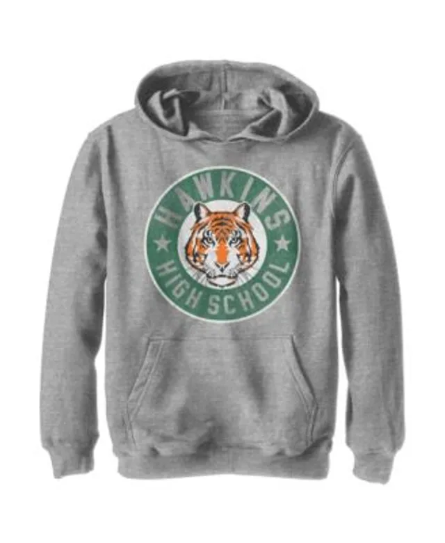 Men's Stranger Things Hawkins High School Tiger Mascot Pull Over Hoodie -  Athletic Heather - Large