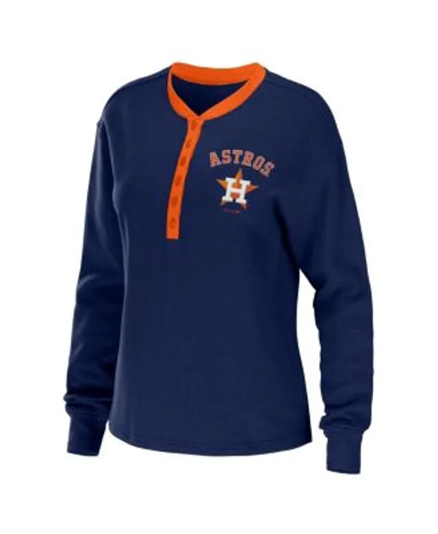 WEAR by Erin Andrews Women's Navy Houston Astros Waffle Henley Long Sleeve  T-shirt