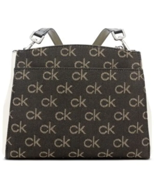 Calvin Klein Hadley Denim Jacquard Signature Large Triple Compartment Tote