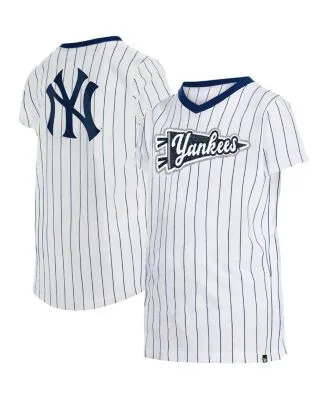 Girl's Youth New Era Pink New York Yankees Jersey Stars V-Neck T-Shirt