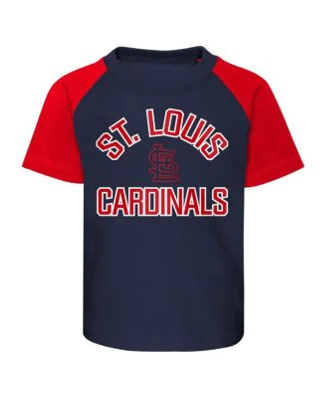 Outerstuff Toddler Boys and Girls Navy, Heather Gray St. Louis Cardinals  Two-Piece Groundout Baller Raglan T-shirt Shorts Set