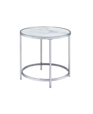 Rayne 24" Round Faux Marble End Table