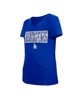 Girls Youth New Era Pink Los Angeles Dodgers Jersey Stars V-Neck T