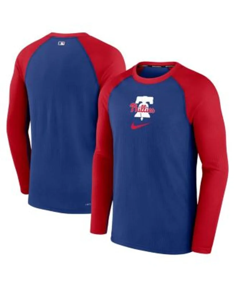 Men's Nike Red/Royal Texas Rangers Authentic Collection Raglan Performance Long Sleeve T-Shirt Size: Small