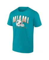 Men's Fanatics Branded Aqua/White Miami Dolphins Long and Short Sleeve  Two-Pack T-Shirt