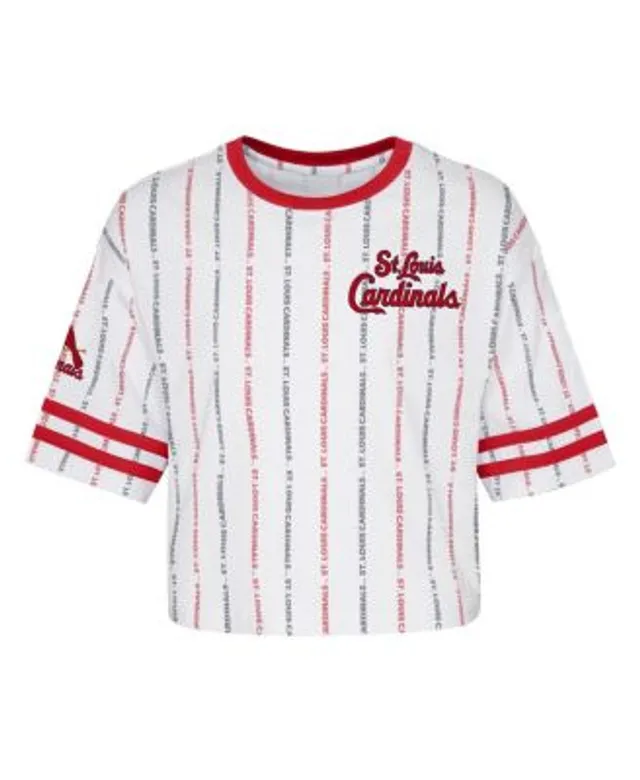 Outerstuff Girls Youth White St. Louis Cardinals Ball Striped T-Shirt