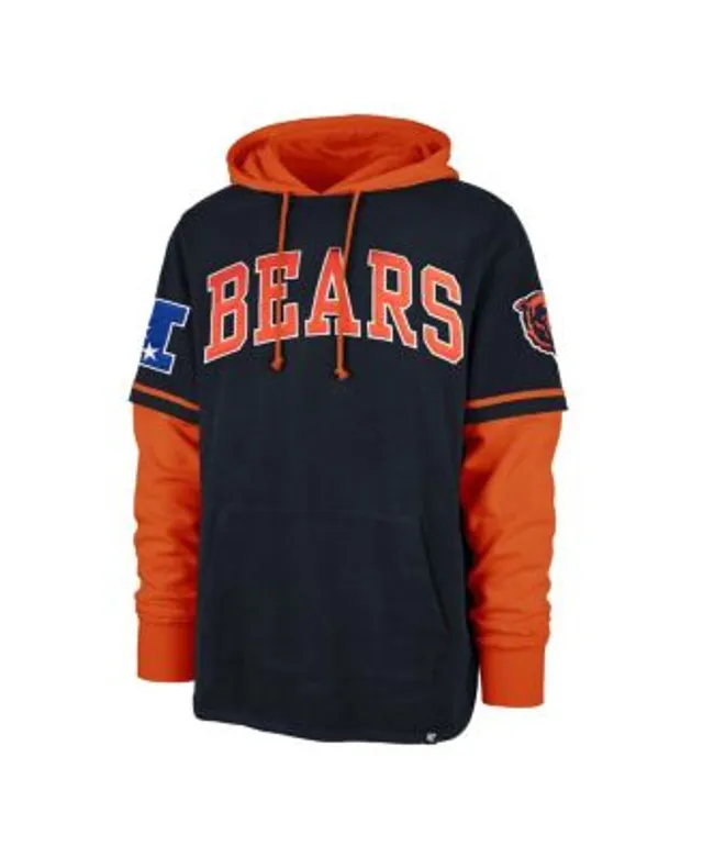 New Era Men's Navy and Orange Chicago Bears Colorblock Throwback Pullover  Hoodie