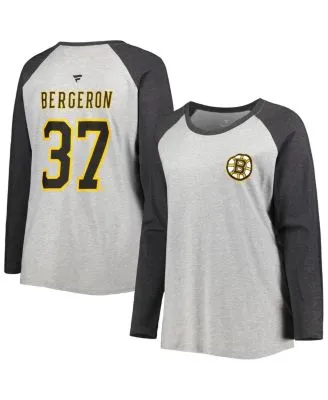 Lids Patrice Bergeron Boston Bruins Fanatics Branded Big & Tall Captain  Patch Contrast Raglan Name Number T-Shirt - Heather Gray/Black
