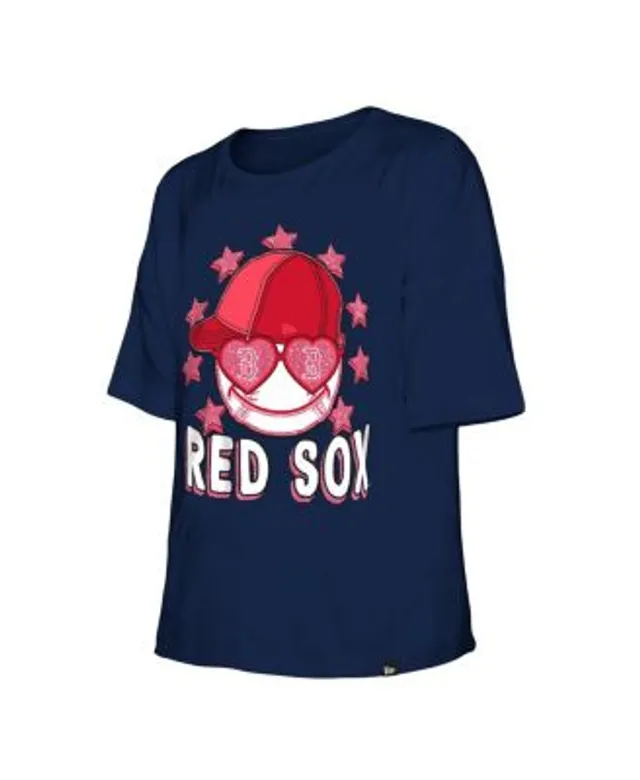 New Era Girls Boston Red Sox Navy Flip Sequin V-Neck T-Shirt