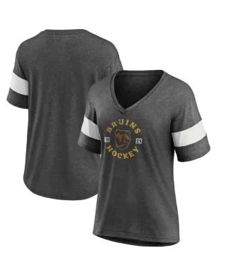Women's Fanatics Branded Gray Boston Bruins Space-Dye V-Neck T-Shirt