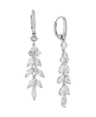 Giani Bernini Created Green Quartz and Cubic Zirconia Linear Drop Earrings