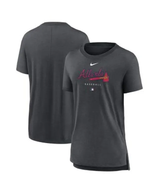 Men's Nike Heathered Charcoal Atlanta Braves Tri-Blend 3/4-Sleeve Raglan T- Shirt