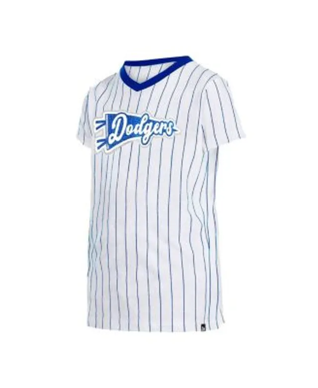 Outerstuff Girls Youth White Los Angeles Dodgers Ball Striped T-Shirt Size: Medium