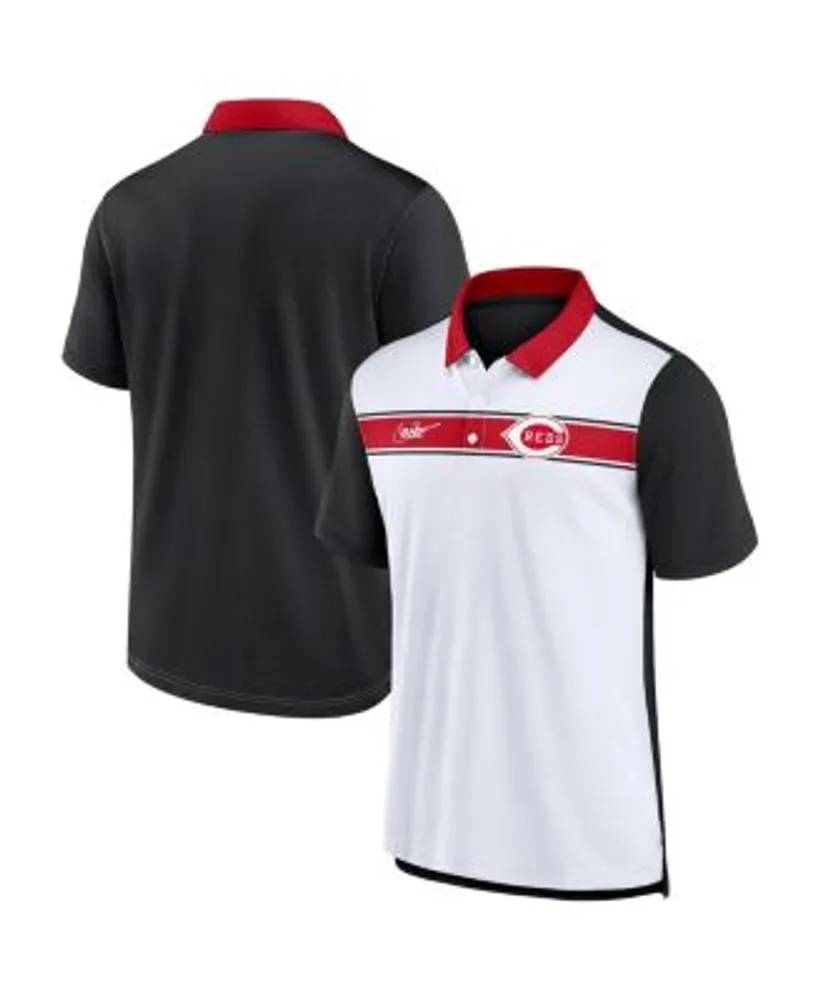 Nike Men's White, Black Cincinnati Reds Rewind Stripe Polo Shirt