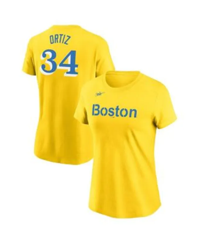 Nike Women's David Ortiz Gold Boston Red Sox City Connect Name and Number  T-shirt