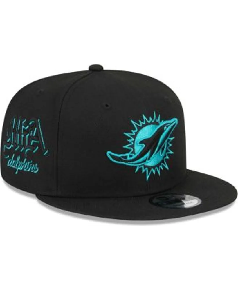 New Era Men's Black Miami Dolphins Goth Side Script 9FIFTY Snapback Hat