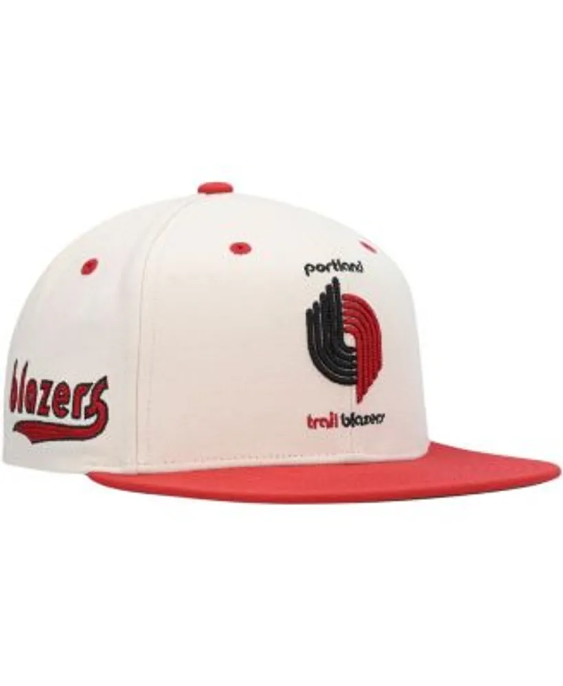 Mitchell & Ness Men's Cream, Red Portland Trail Blazers Hardwood Classics  2-Tone Chain-Stitch Snapback Hat