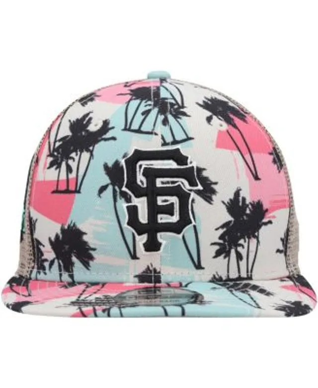 Men's San Francisco Giants New Era Natural Retro Beachin' Patch A-Frame  Trucker 9FIFTY Snapback Hat