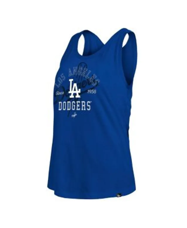 Women's Soft As A Grape Royal Los Angeles Dodgers Plus Size High Neck Tri-Blend Tank Top