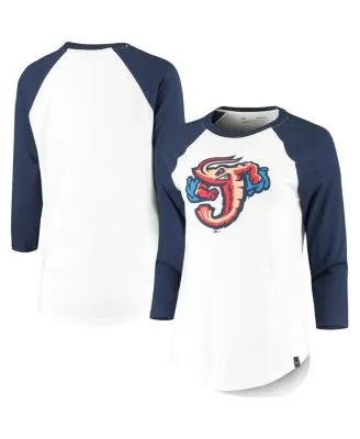 Detroit Tigers Tiny Turnip Women's Logo Mom 3/4-Sleeve Raglan T-Shirt -  White/Navy