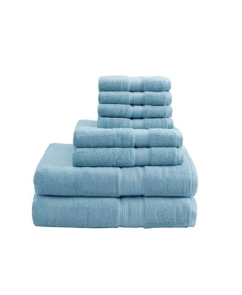 8pc Cotton Bath Towel Set Aqua