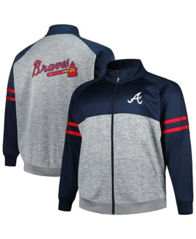 Profile Men's Heather Gray/Navy Boston Red Sox Big & Tall Raglan Hoodie Full-Zip Sweatshirt