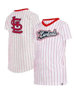 Outerstuff Big Girls White St. Louis Cardinals Ball Striped T-Shirt