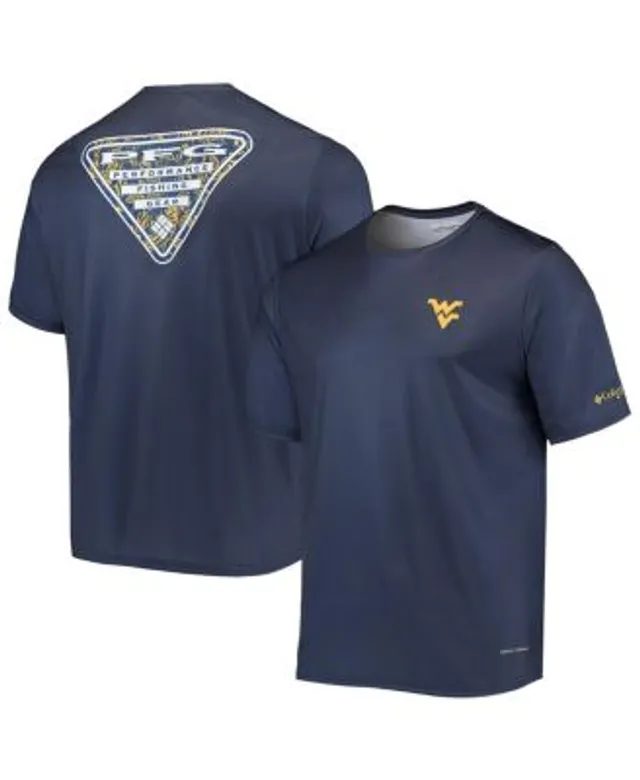 Men's Columbia Navy West Virginia Mountaineers Big & Tall Terminal Tackle Long Sleeve Omni-Shade T-Shirt