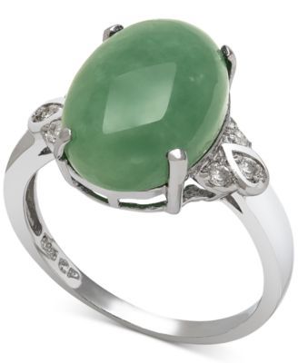 Dyed Jade (10mm) and Diamond (1/10 ct. t.w.) Ring in Sterling Silver