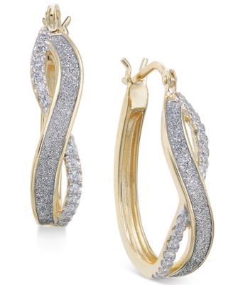 Diamond Glitter Infinity Hoop Earrings (1/6 ct. t.w.) 14k Gold-Plated Sterling Silver or Rose (Also available Silver)