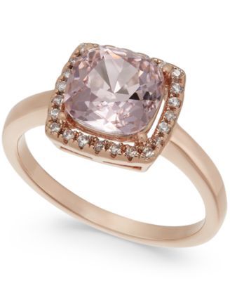 Pavé & Crystal Stone Square Halo 18K Rose Gold Plate, Created for Macy's