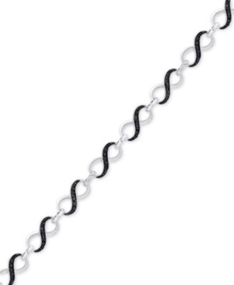 Macy's Black Diamond Cuban Link Bracelet (1 ct. t.w.) in Black  Rhodium-Plated Sterling Silver - Macy's