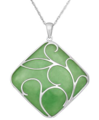 Sterling Silver Necklace, Jade Swirl Overlay Pendant