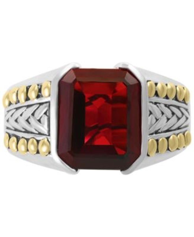 EFFY® Men's Rhodolite Garnet Ring (6-3/8 ct. t.w.) in Sterling Silver & 18k Gold