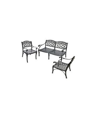 Sedona 3 Piece Cast Aluminum Outdoor Conversation Seating Set - Loveseat And 2 Club Chairs