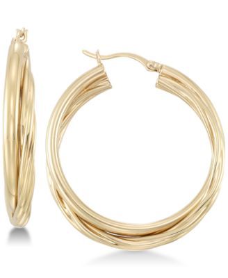 Double Twisted Hoop Earrings in 18k Gold over Sterling Silver