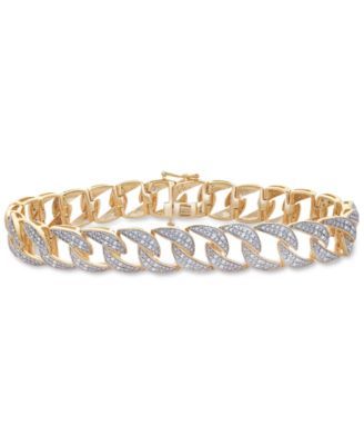 Men's Diamond Link Bracelet (1 ct. t.w.) 14k Gold-Plated Sterling Silver and