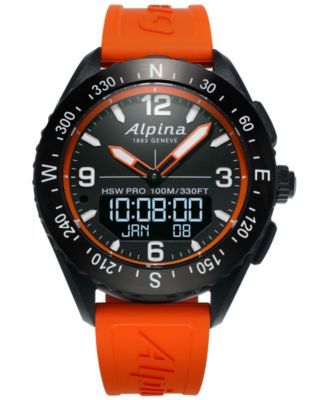 Men's Swiss Analog-Digital Apliner X Orange Rubber Strap Hybrid Smart Watch 45mm