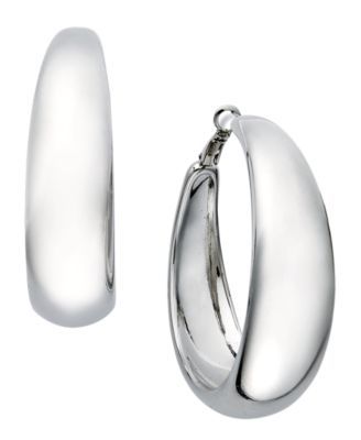 Medium Wide Tapered Hoop Earrings, 2"